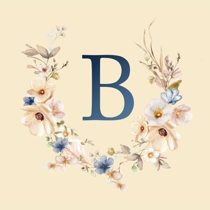 B Monogramm , Floral, Boho