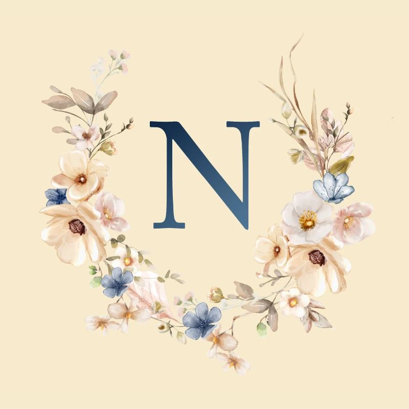 N monogramme, Floral, Boho