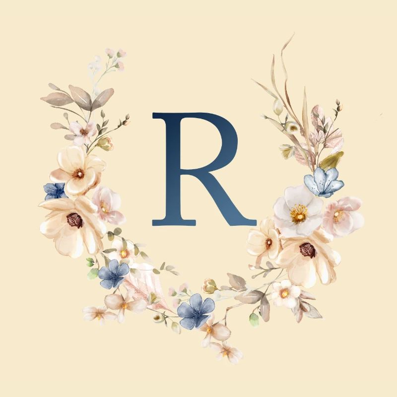 R Monogramm , Floral, Boho
