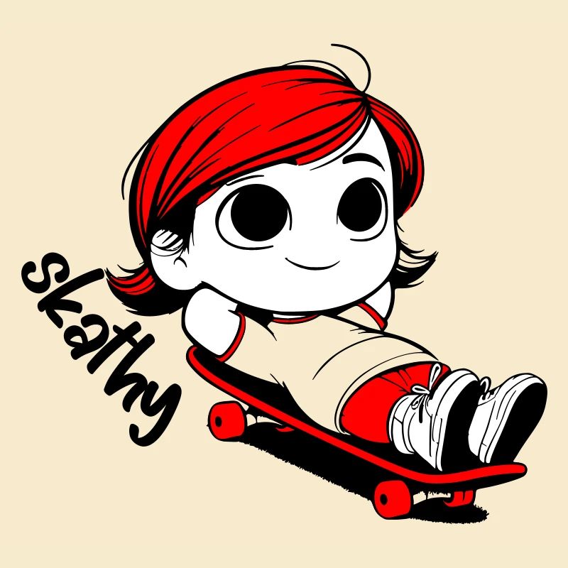 Kathy relaxed auf einem Skateboard.