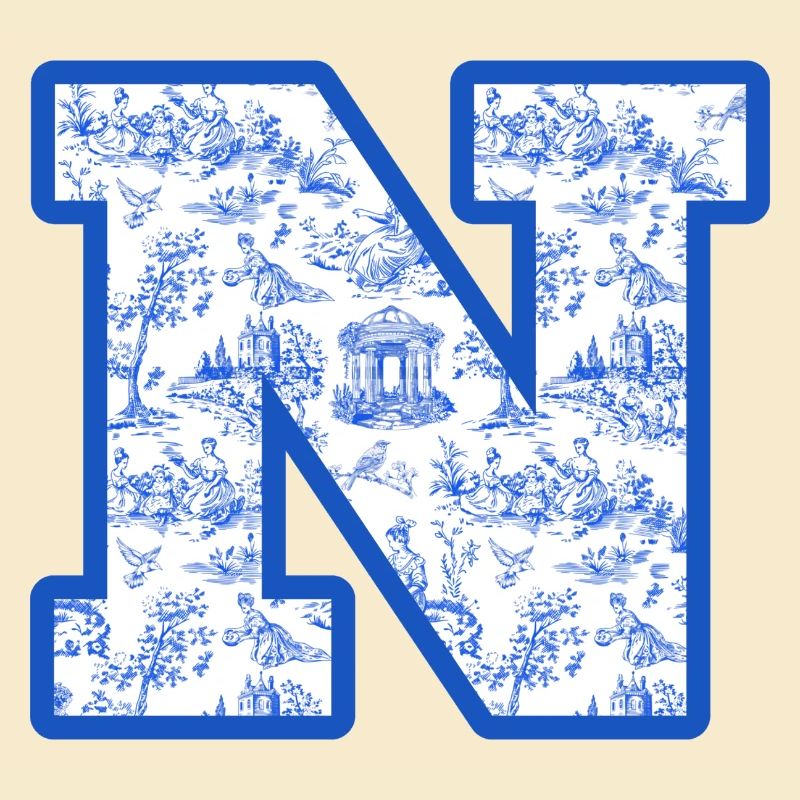 Buchstabe n blaue Chinoiserie