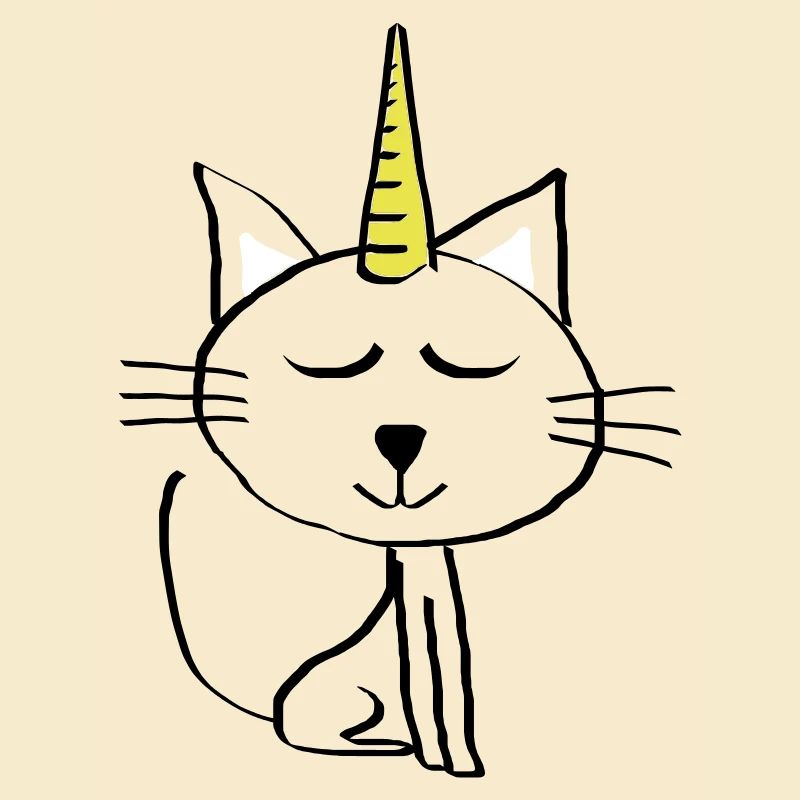 Katze Zeichnung Mieze Geschenk Geburtstag Einhorn