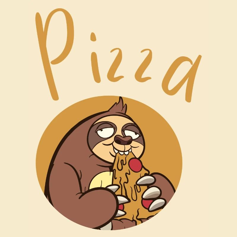 Lustiger Sloth mit Pizza
