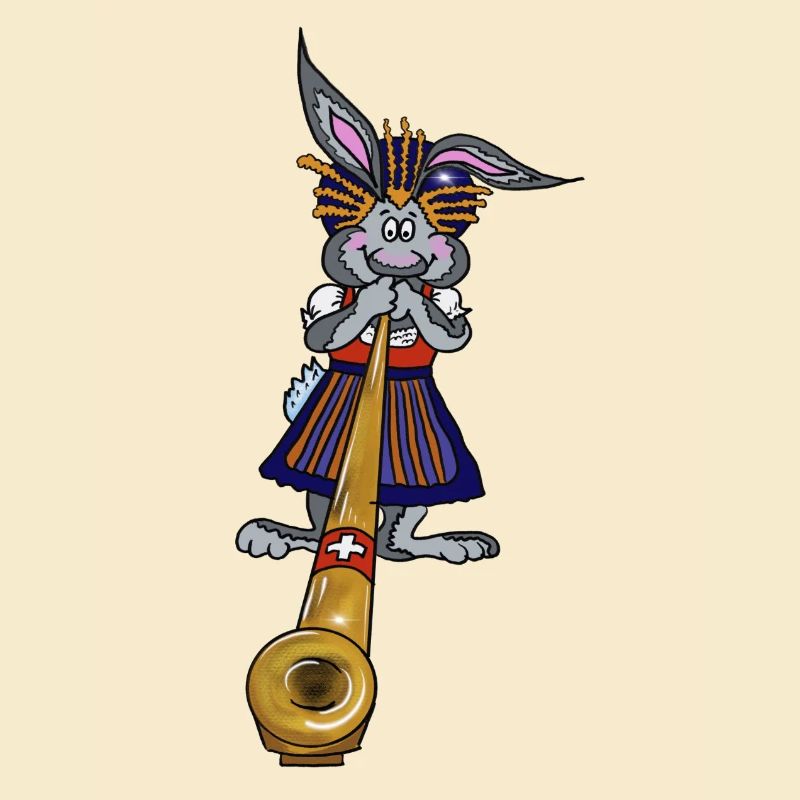 Hase Frau Alphorn