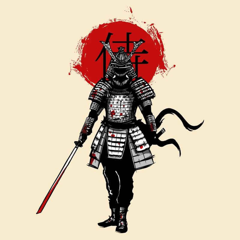 Samurai on a red background