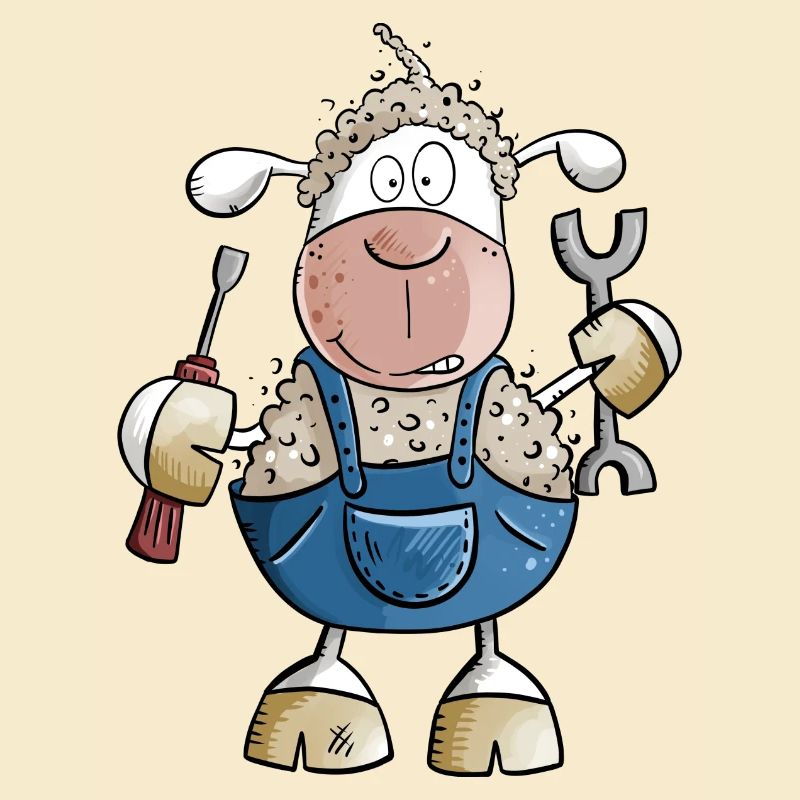 Mechanic sheep with pun I screwdriver