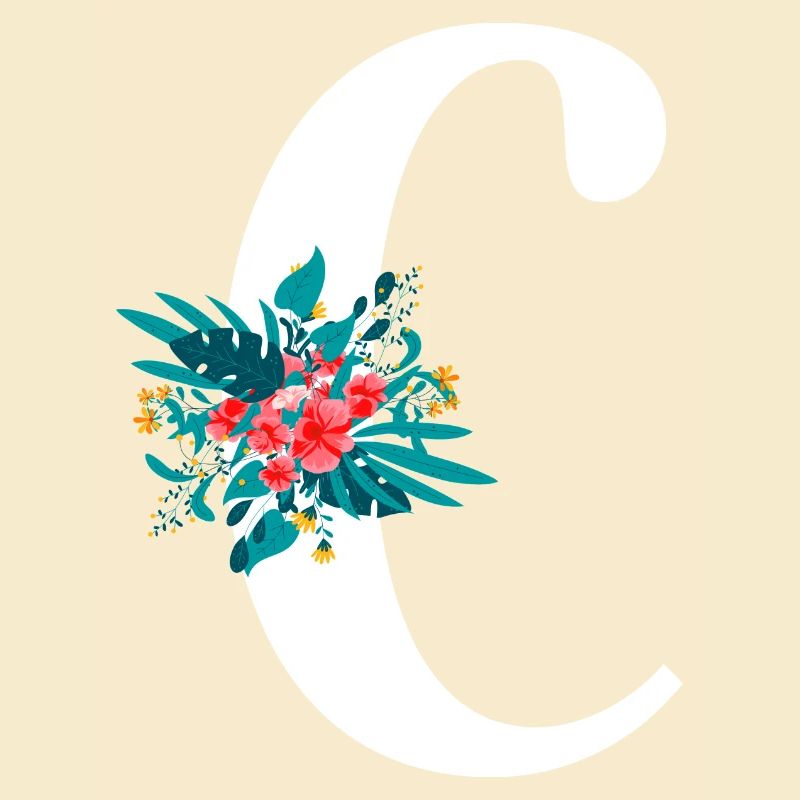 lettre C fleuris