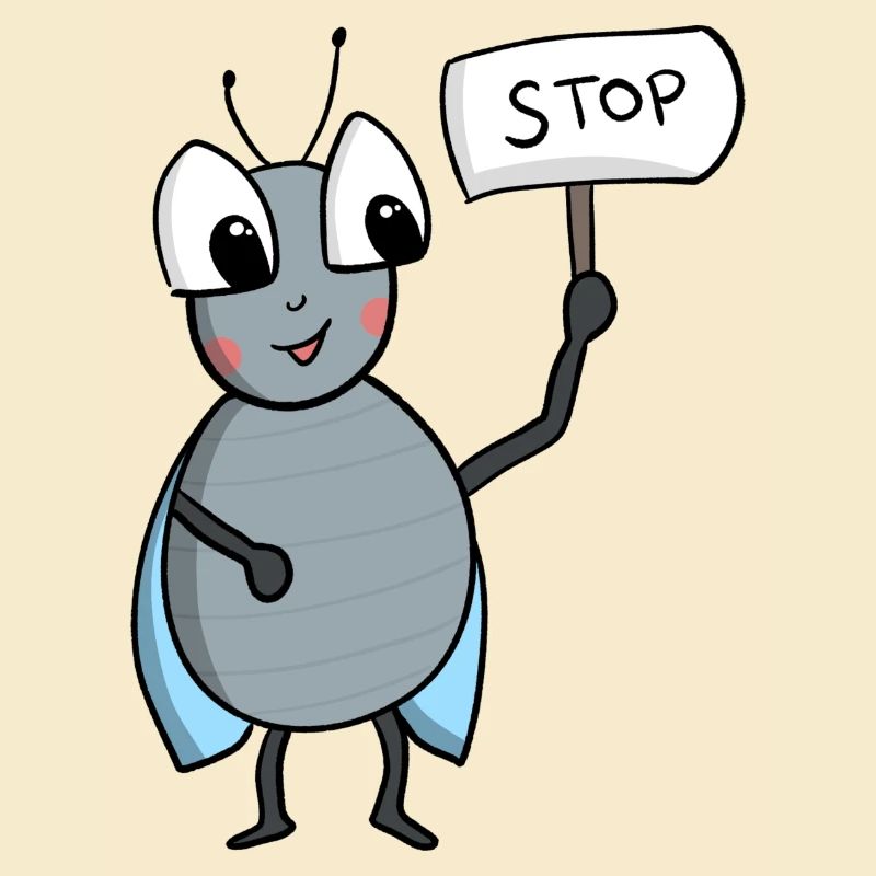 Fliege mit STOP Schild
