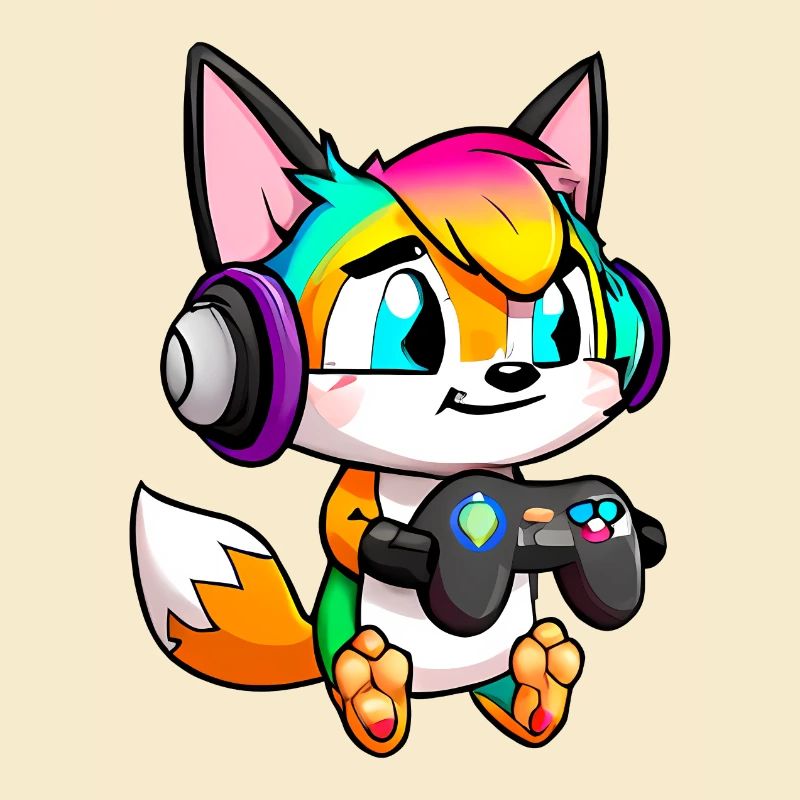 00251 süßer Fuchs mit Headset und Controller
