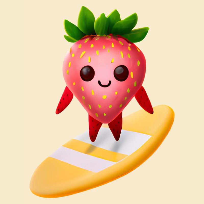Fraise sur planche de surf