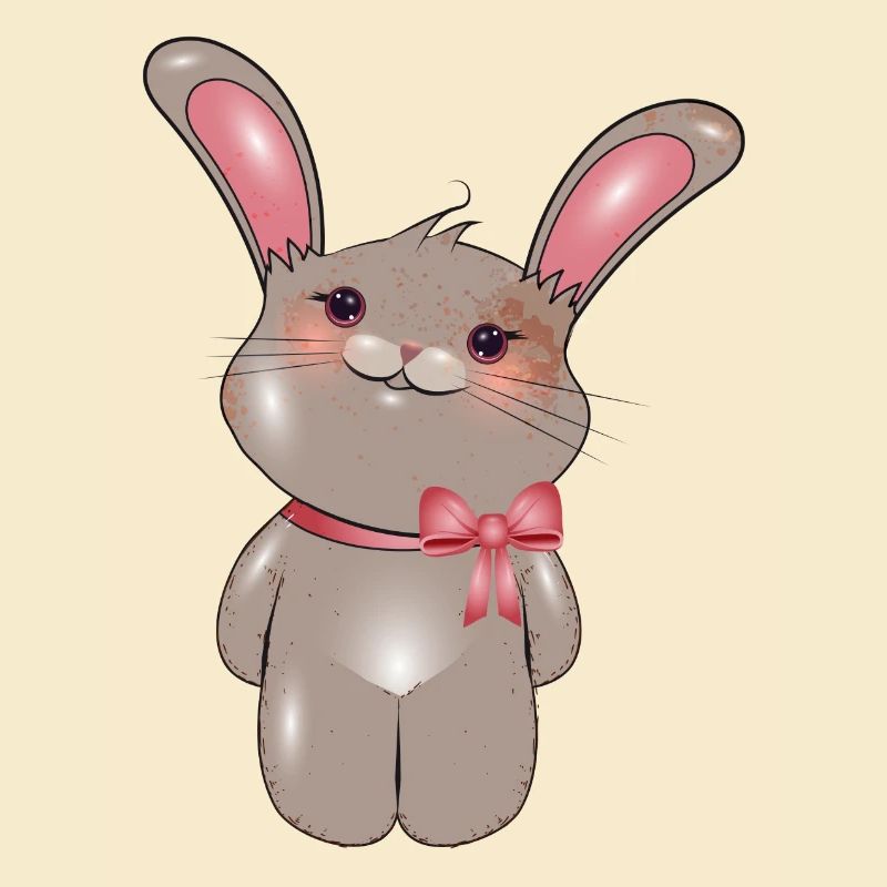 Lapin mignon avec arc dans le style comique