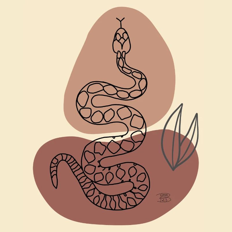 "Snake", boho line art design, series "Desert"