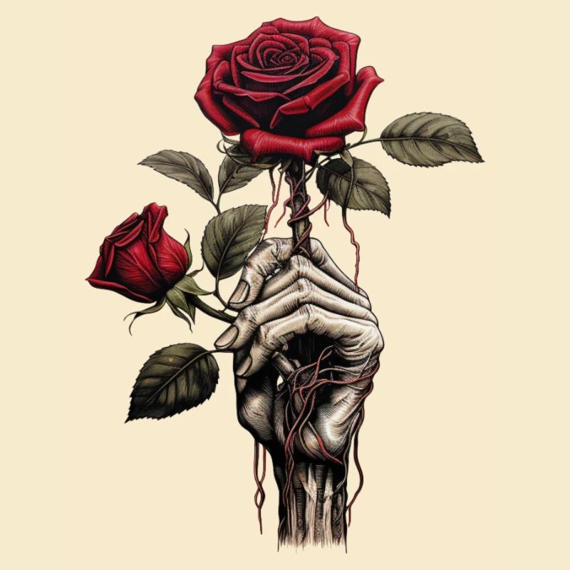 Skelett Rose Hand