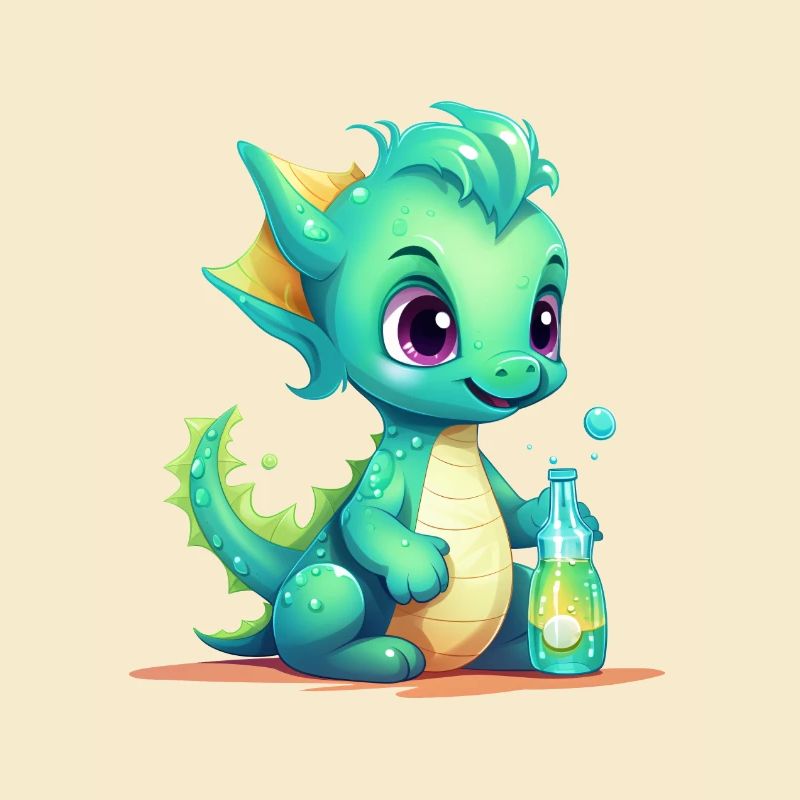 Bébé Dragon Vert avec Chemise Magic Bottle