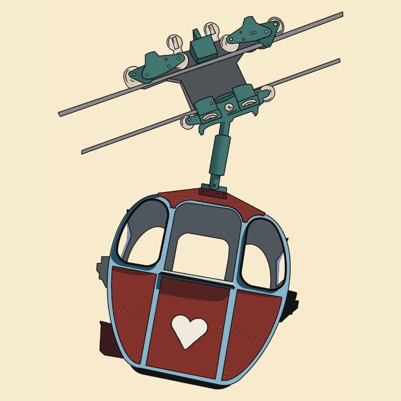 Seilbahn Gondel - Rot Herz