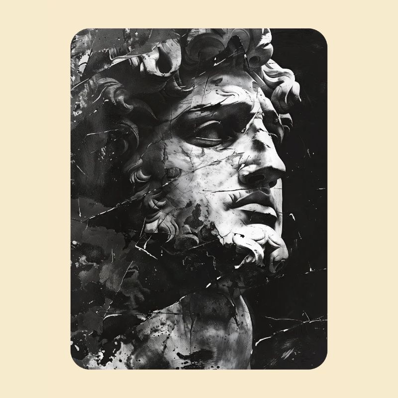 zerbrochenes Gesicht einer Marmorstatue