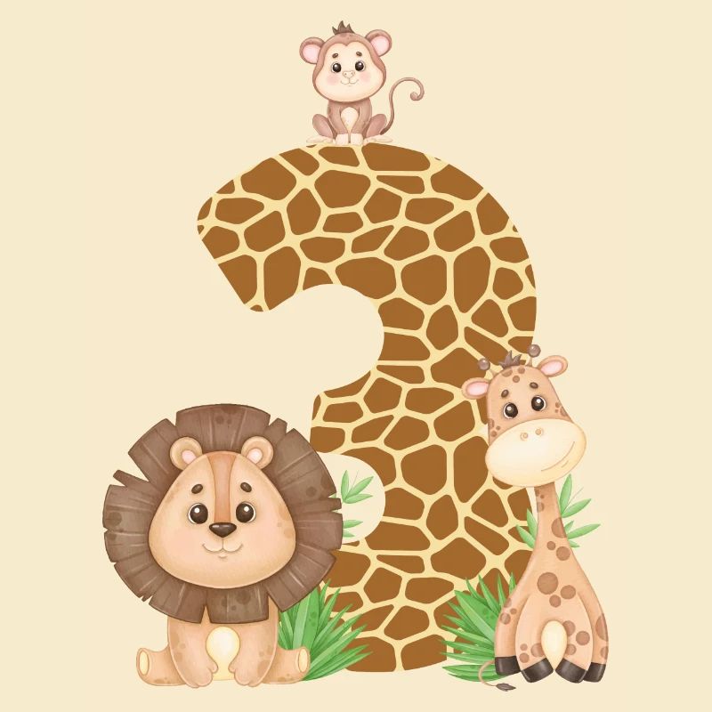 3. Geburtstag Dschungeltiere Giraffe Löwe Affe