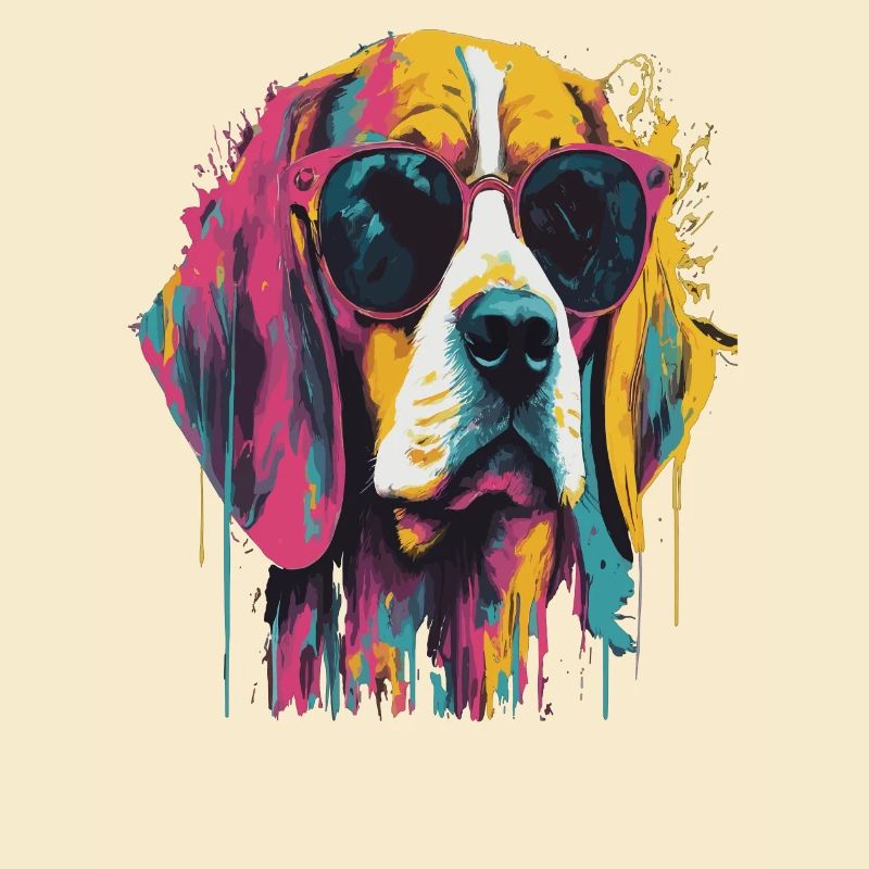 Bunter Hund mit Sonnenbrille