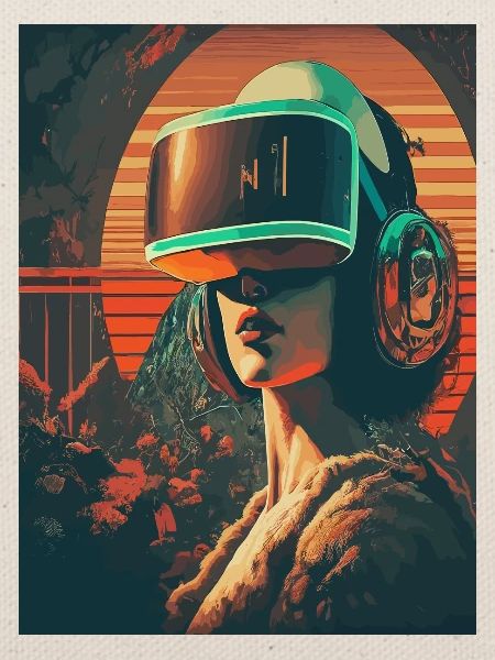 Futuristische Frau mit VR-Headset