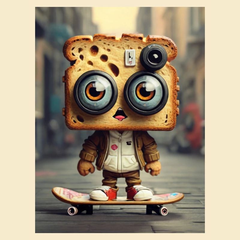 Toasbrot auf Skateboard