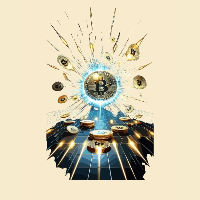 Bitcoin Explosion Digital Art Design