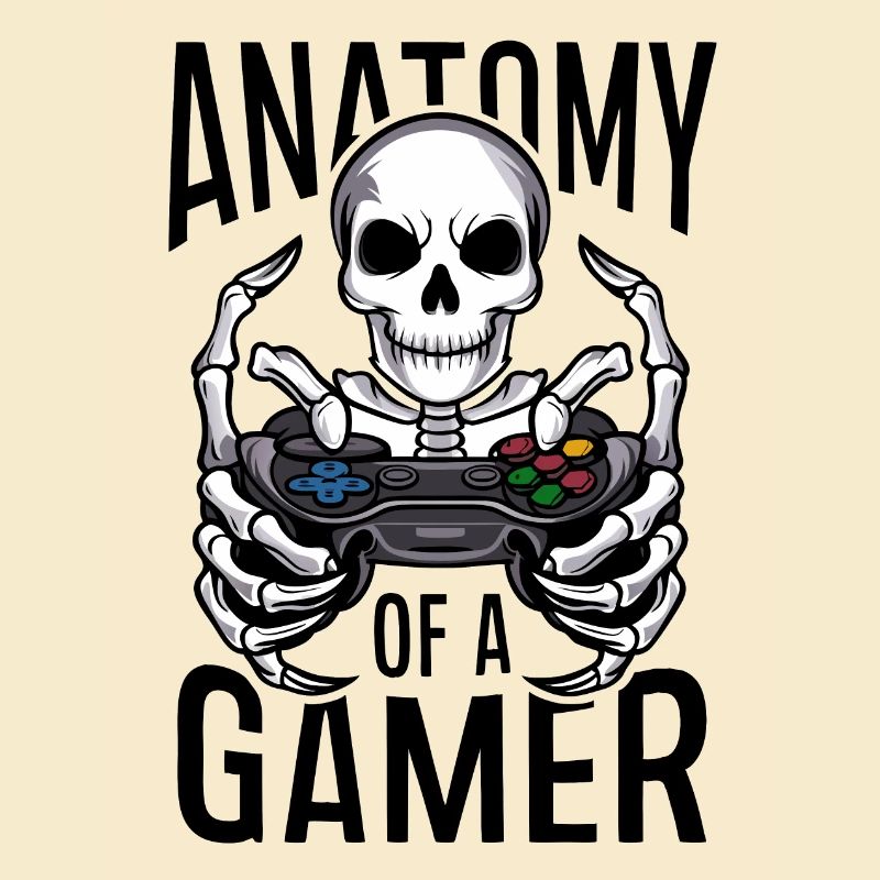 Gamer Skeleton mit Gamecontroller