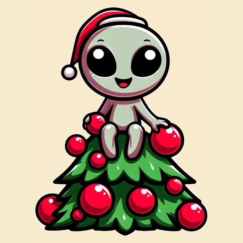 Funny Alien Christmas Tree Whimsical