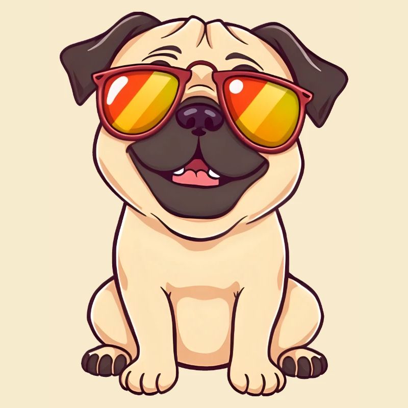 Verspielter Mops mit Sonnenbrille