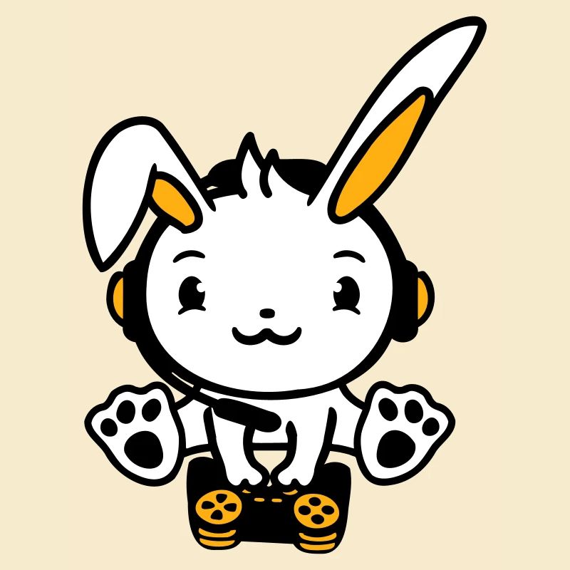 Bunny Playing Controller Console Headset Gamer Nerd