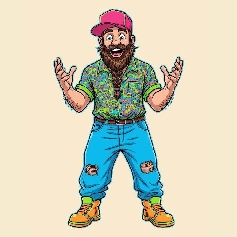 Cheerful trucker type: pure beard & style!