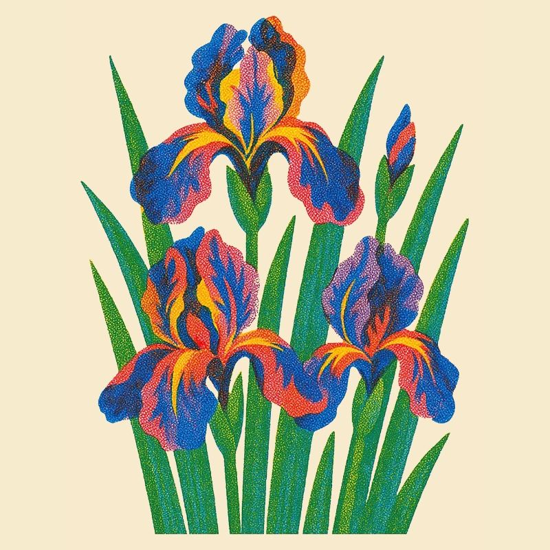 Rétro Iris Floral Bloom