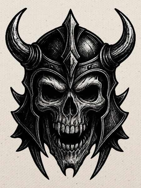 Detaillierter Skull mit Kriegerhelm