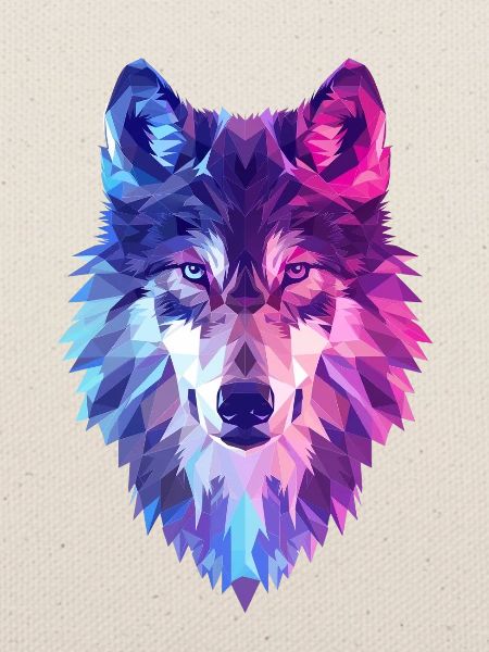 Geometrischer Wolf in Neonfarben