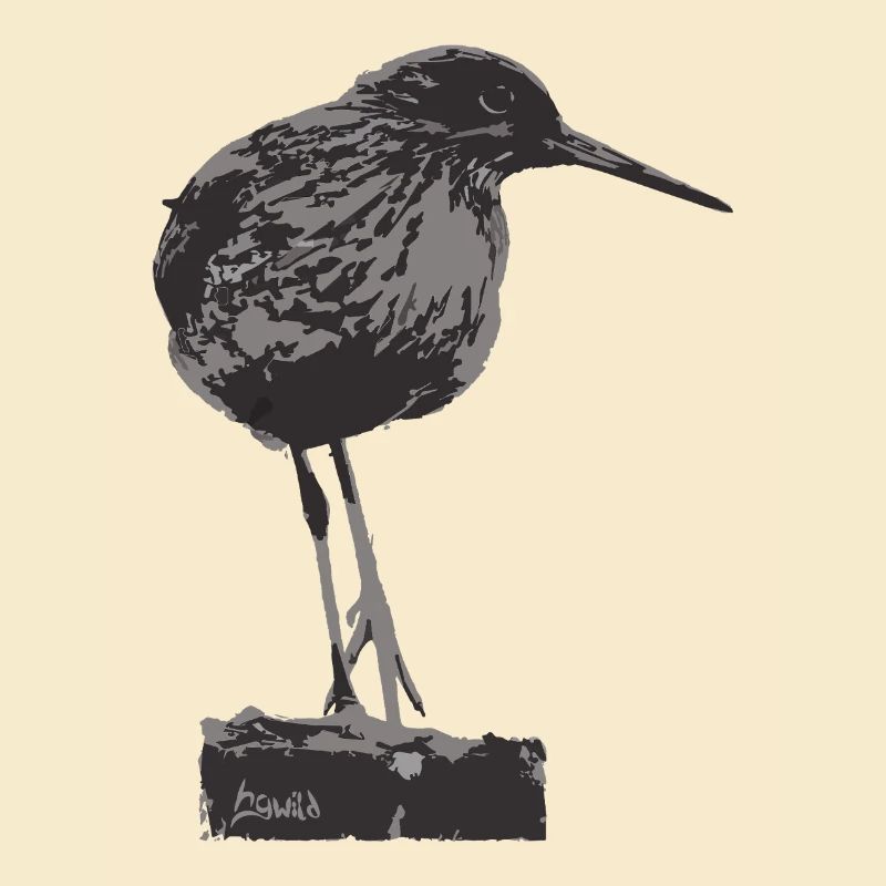 Rotschenkel - Monochrome Vogel Silhouette