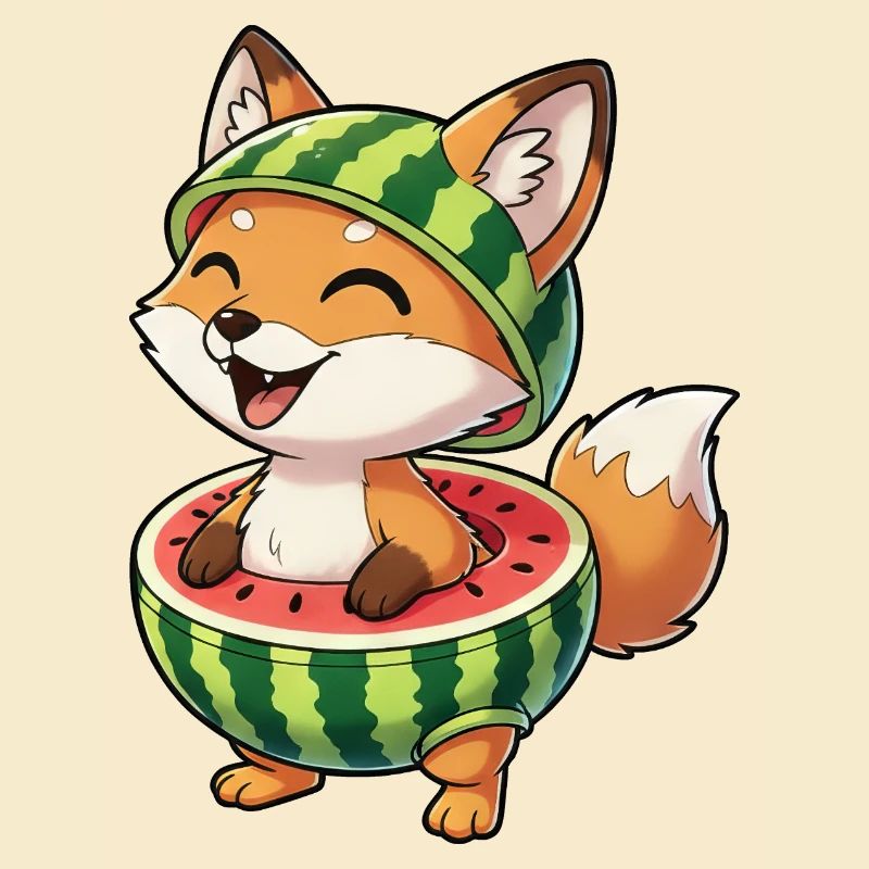 Lustiger Fuchs mit Wassermelone Sommer Spaß