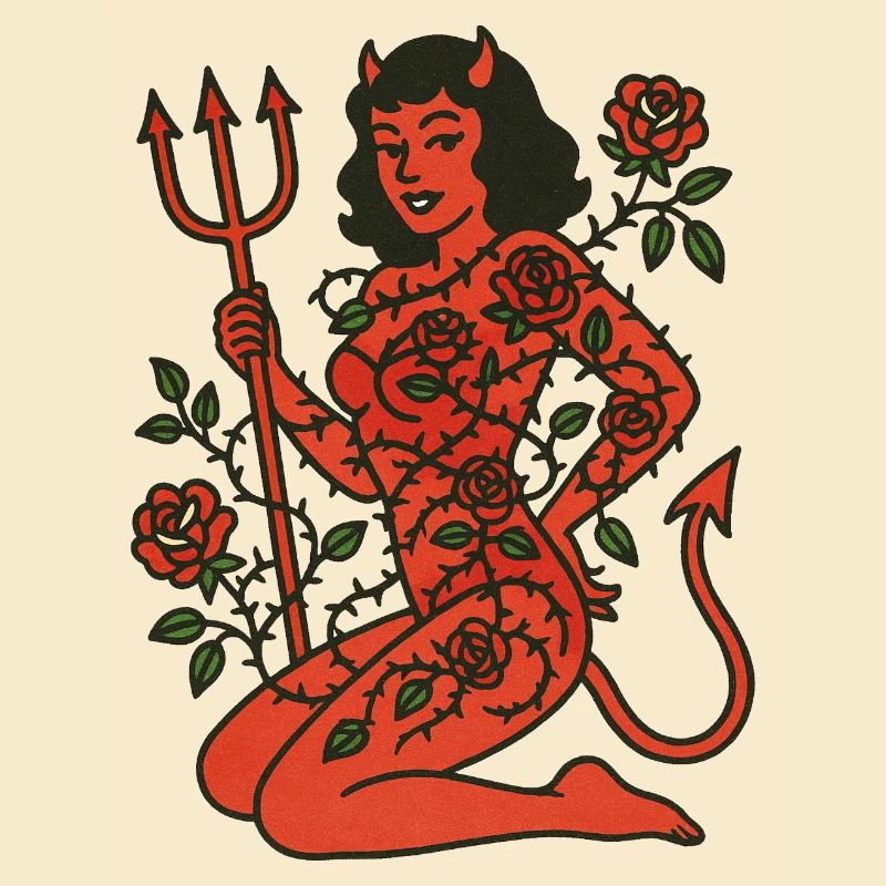 Rosebound Devil Maiden Tattoo
