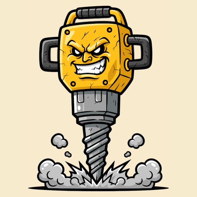 Dessin animé Drill en colère avec explosion