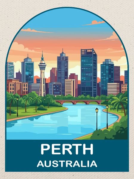 Perth, Australien Swan River Reiseplakat-Kunst