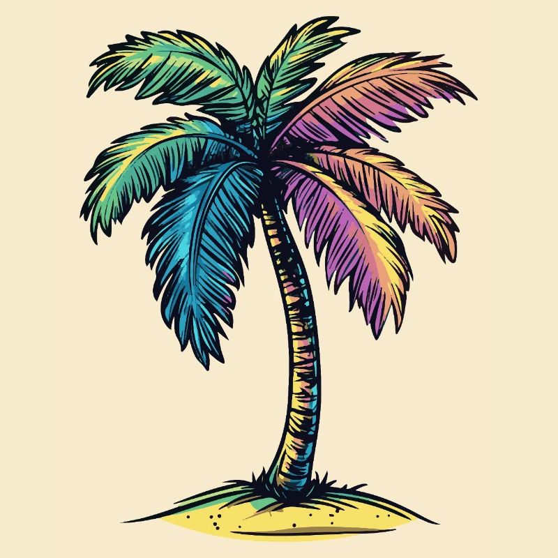 Palme Insel Symbol Bunt