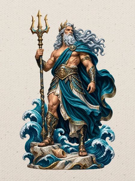 Meeresgott Poseidon im Sturm