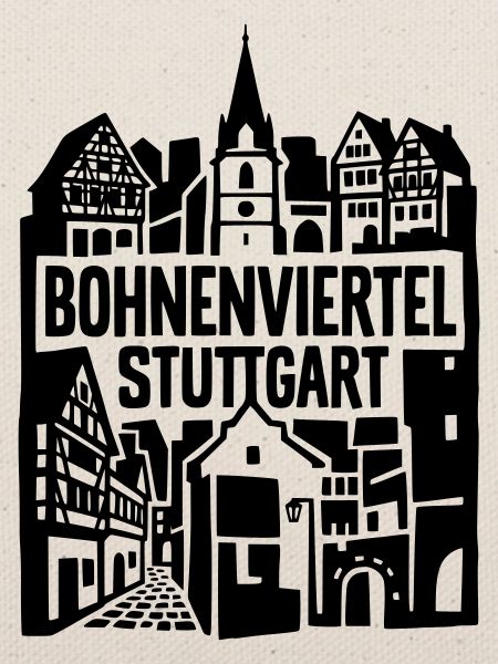 Bohnenviertel Stuttgart Skyline Silhouette
