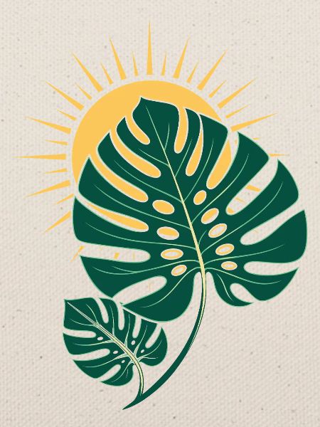 Monstera Blatt mit Sonne – Boho Botanical