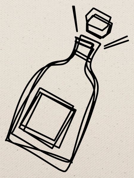 Sektflasche handgezeichnet