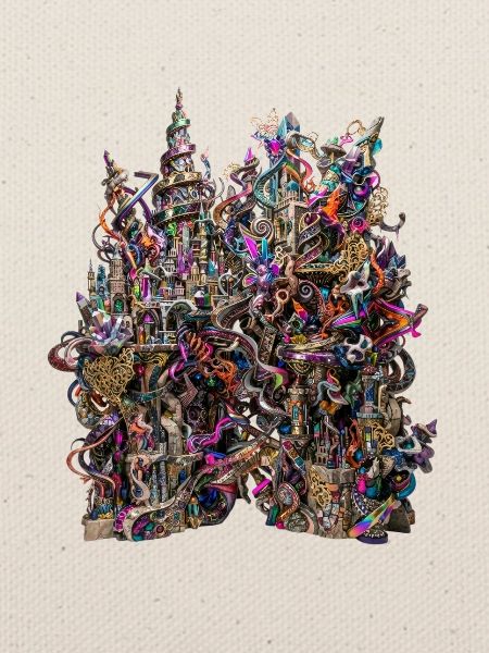 Psychedelisches Fantasy Schloss Zauberwelt Kunst