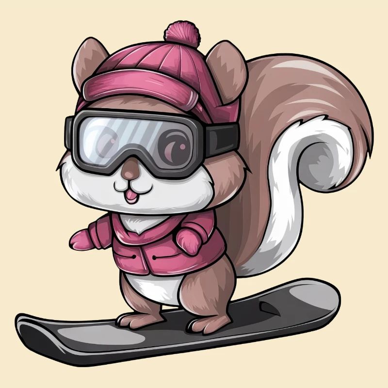 Cooler Eichhörnchen Snowboarder Wintersport