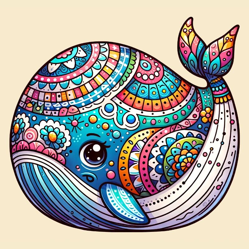 Artistically Painted Whale Hatching from Easter Egg