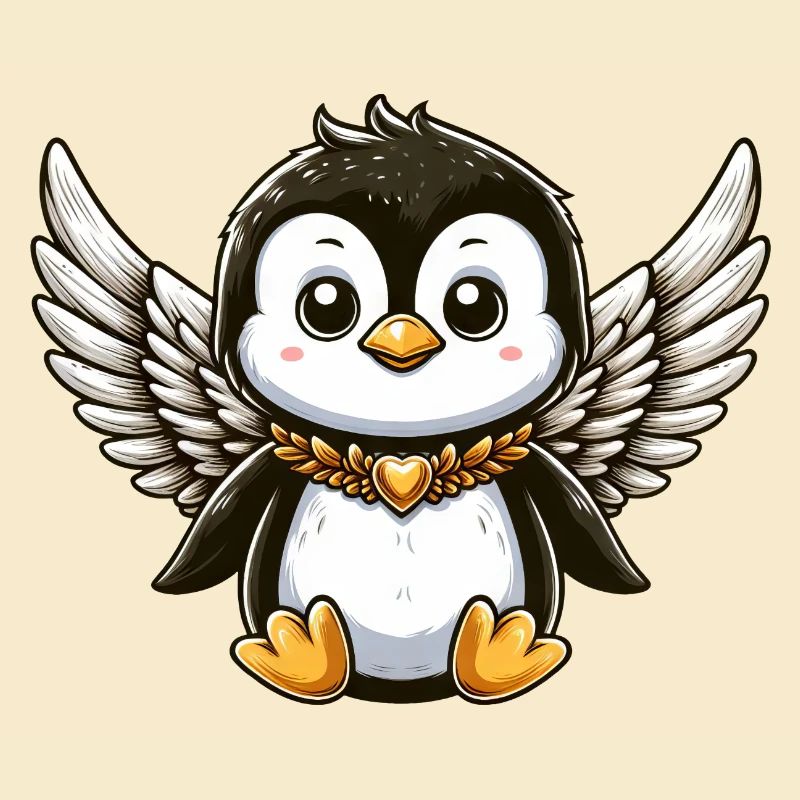 Süßer Pinguin Engel Comic Design