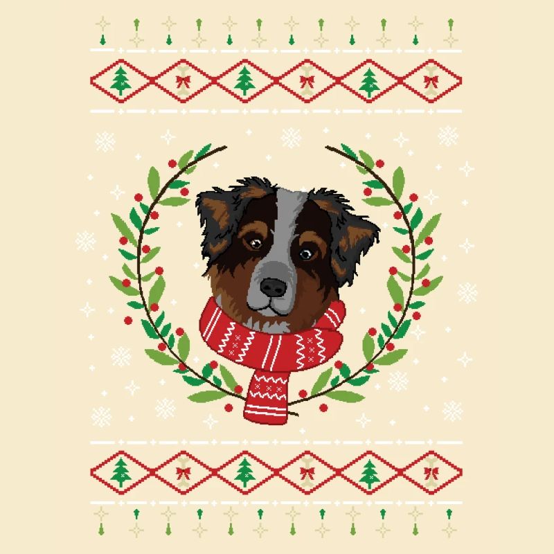 Australian Shepherd hässlicher Weihnachtspullover