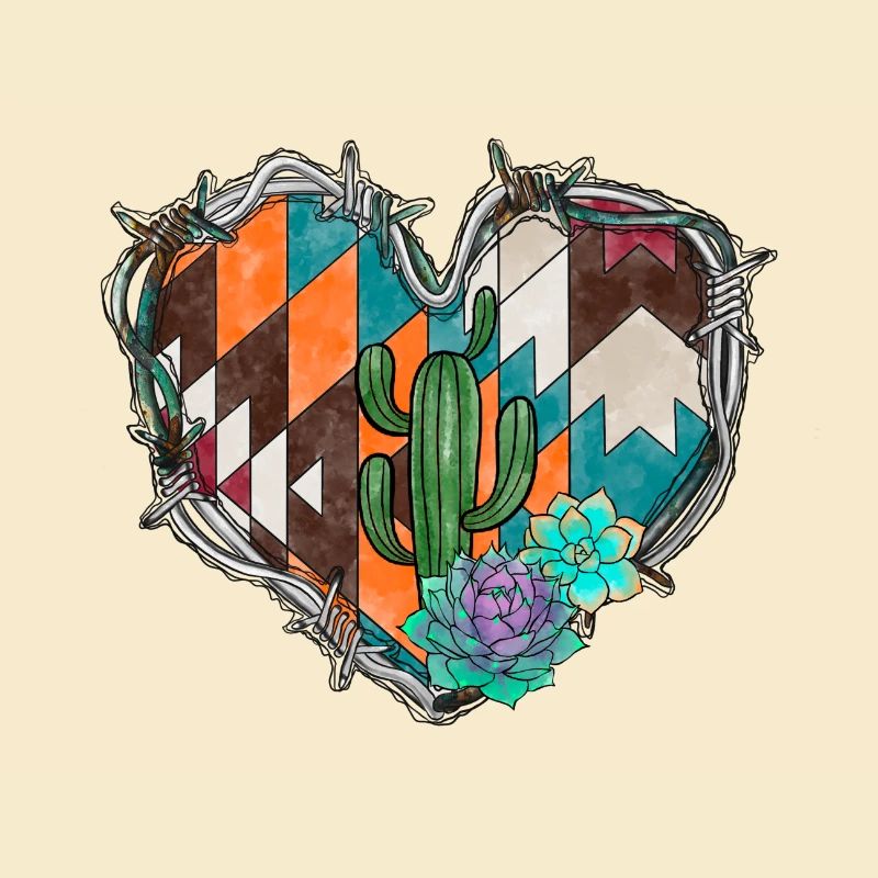 Aztec with Succulent Barbed Wire