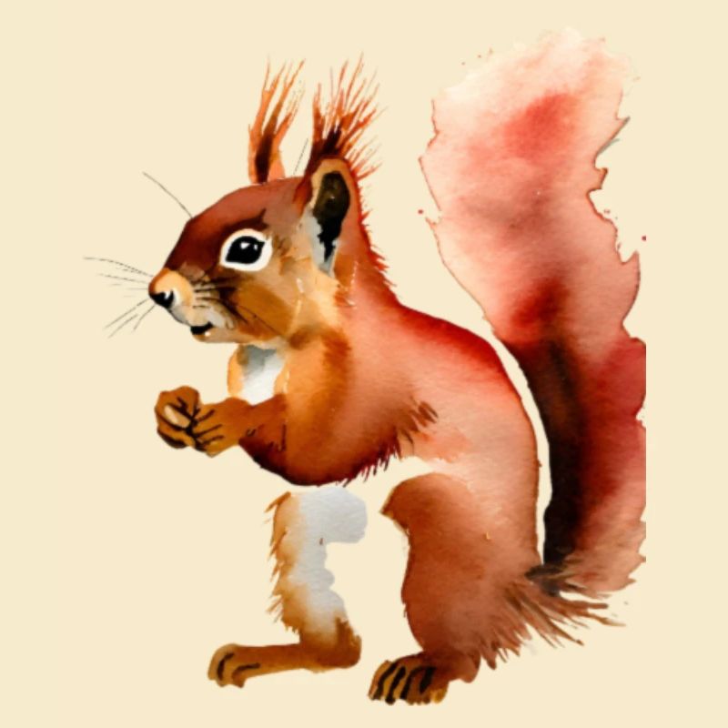 Rotes Eichhörnchen mit einfarbigem Hintergrund